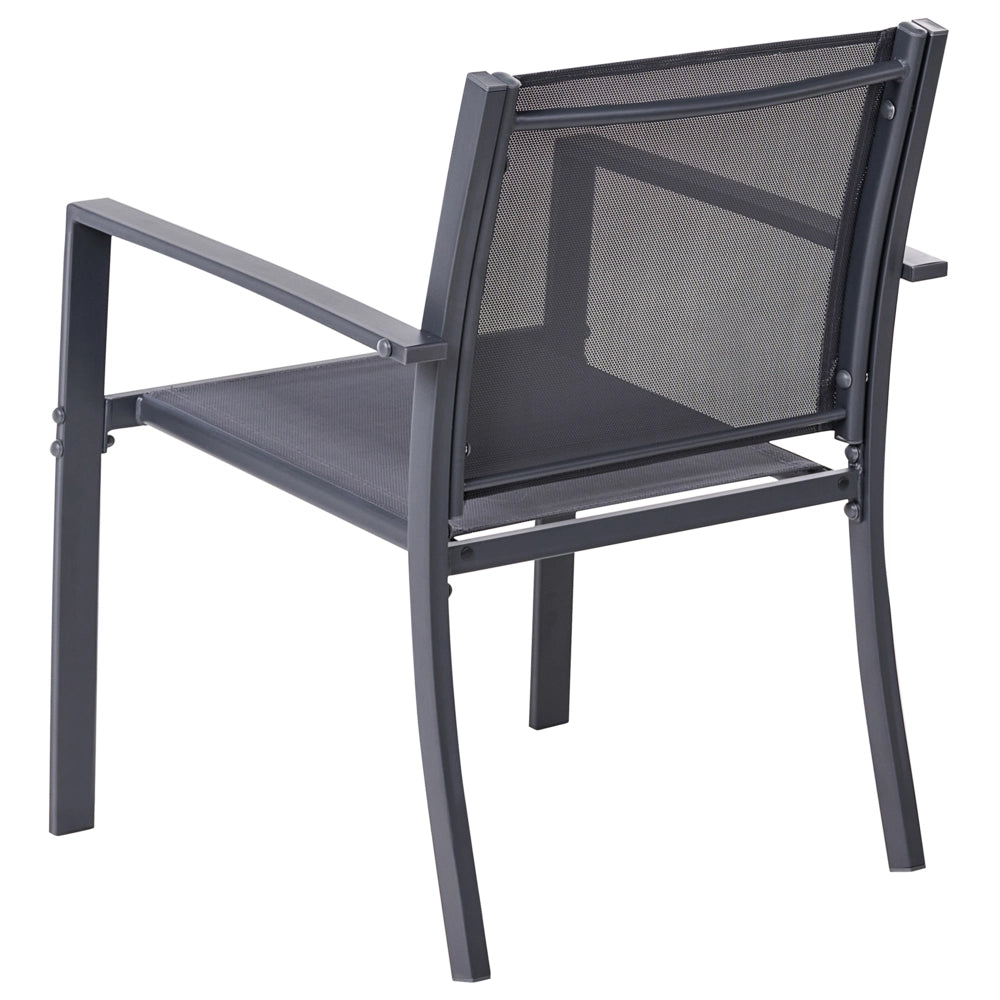 Set da giardino grigio scuro Set da salotto in acciaio 4 posti con tavolo Stile industriale moderno Giardino Patio Balcone