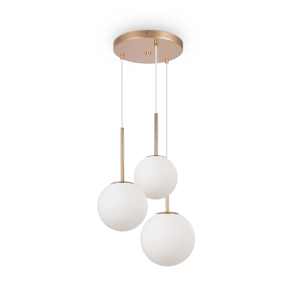 Maytoni Basic Form sospensione 3xE14 ottone vetro bianco