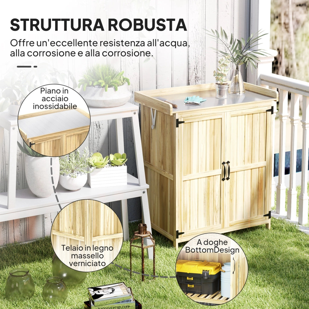 Armadietto da Esterno in Legno ¨C Xylo ¨C 2 Ante con Mensola per Giardino e Patio