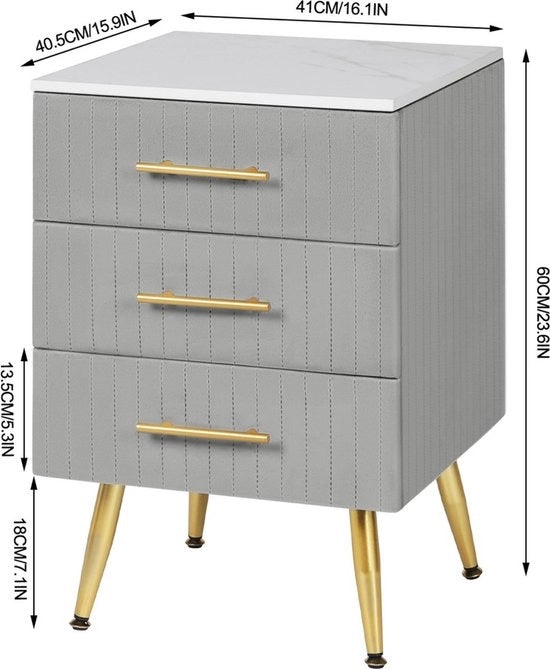 Nottorio comodino in MDF - costruzione robusta - funzionale e decorativo - tavolino da camera da letto e soggiorno - stile grigio scuro