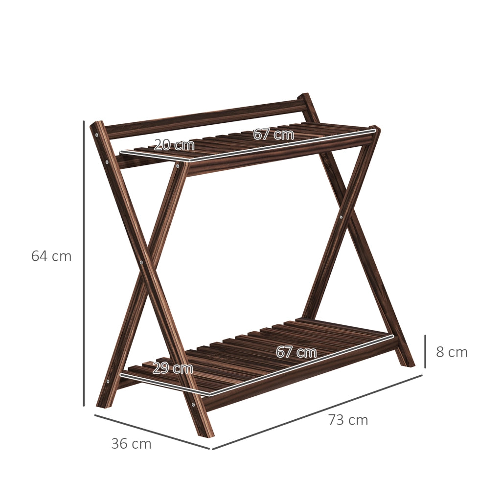Supporto per piante a 2 livelli ¨C Zephmum ¨C 73x36x64 marrone
