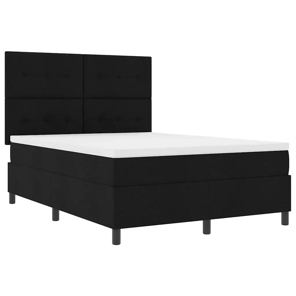 Letto a molle con materasso con led Nero 140 x 200 cm Tessuto