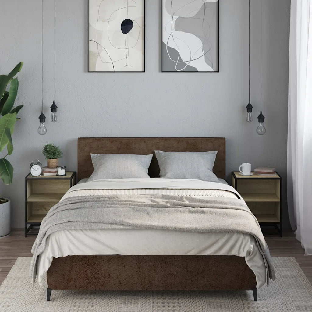 Comodini 2pz Rovere Sonoma 40x31x50cm Legno Multistrato Metallo 848702