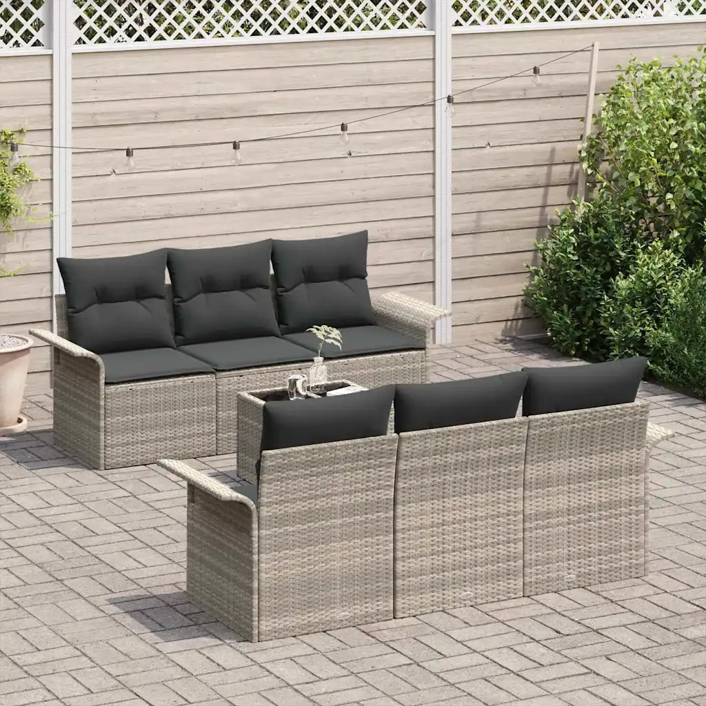 Set Divano da Giardino 7 pcs Grigio chiaro polyrattan