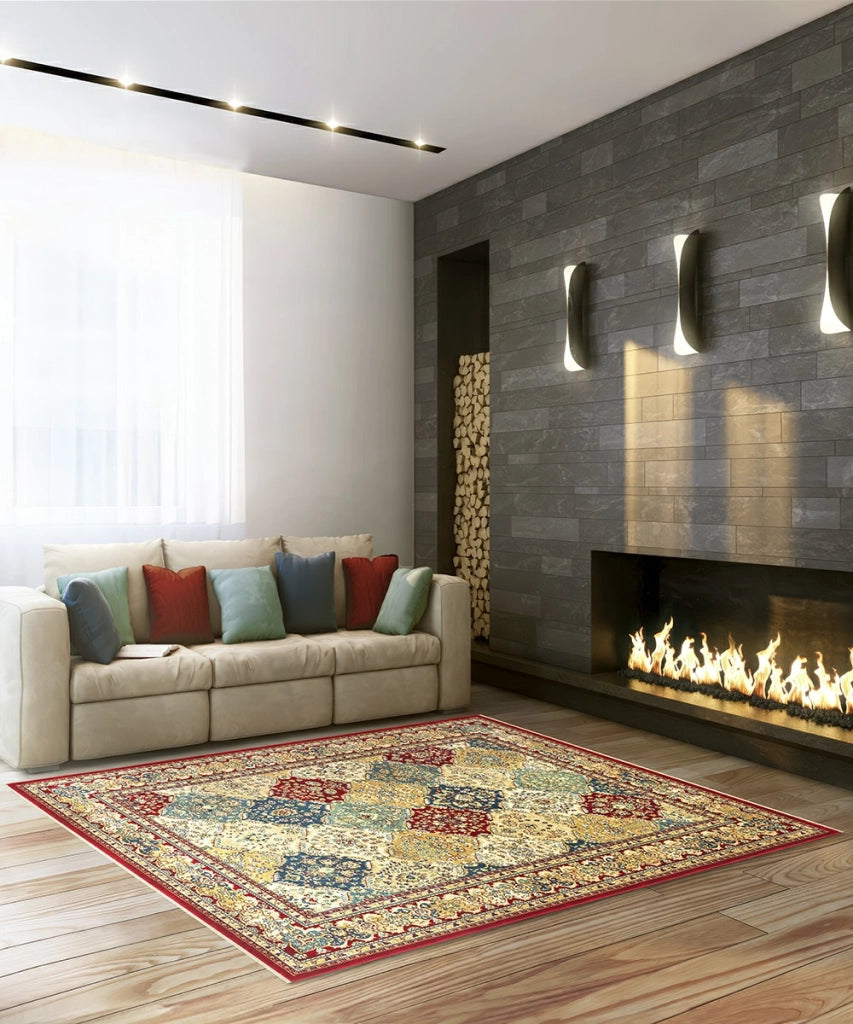 Tappeto KAZAKH 2192 multicolore cm.70x300 stile orientale persiano alta qualità con effetto lucente
