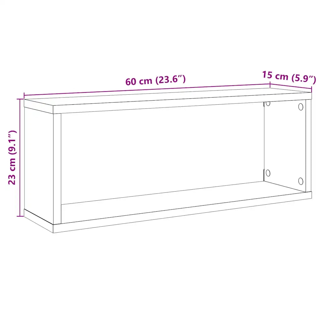 Mensole Parete a Cubo 2pz Rovere Sonoma 60x15x23 cm Multistrato 807142