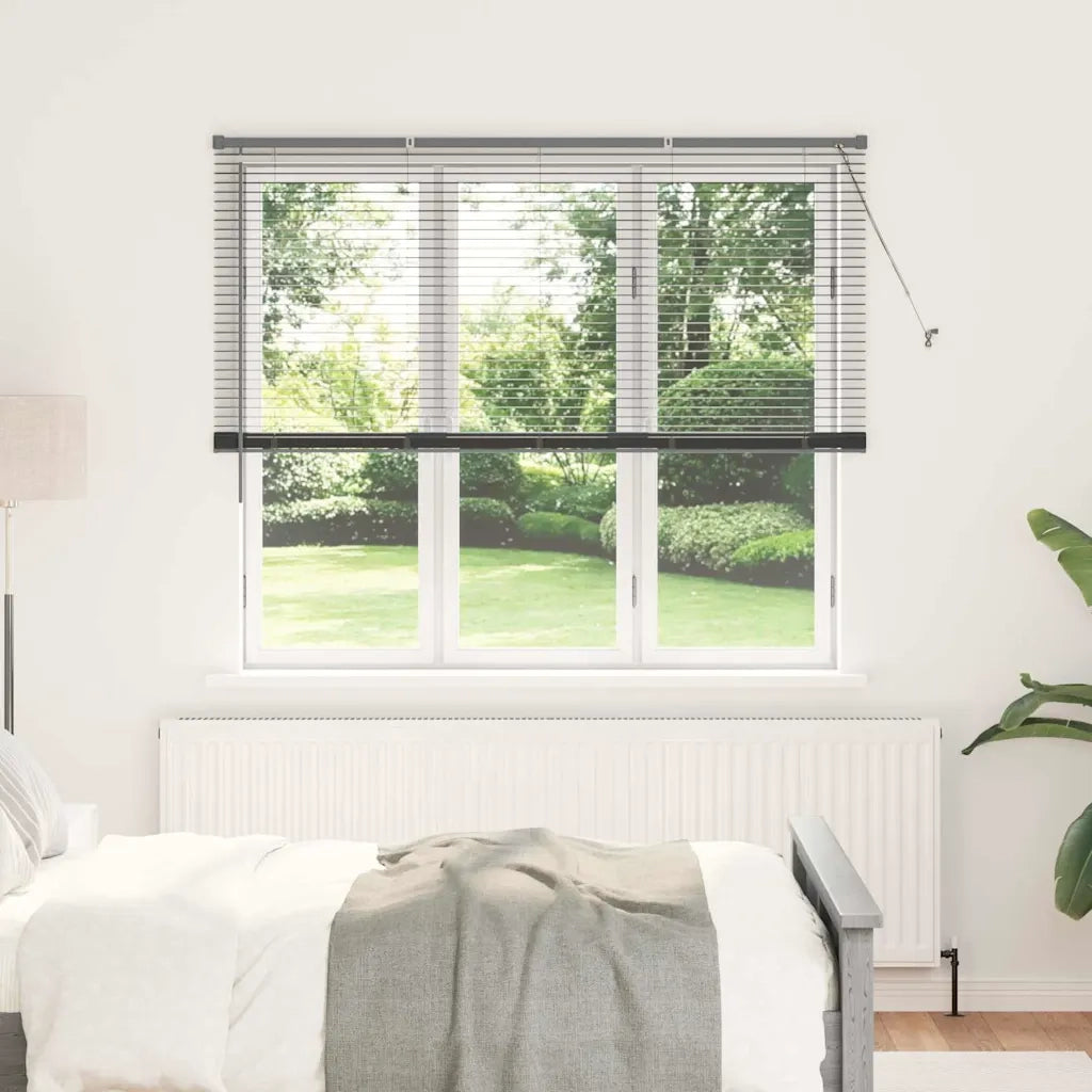Tendaggi a Veneziana | Tenda a lamelle Grigio scuro 175 x 155 cm Alluminio