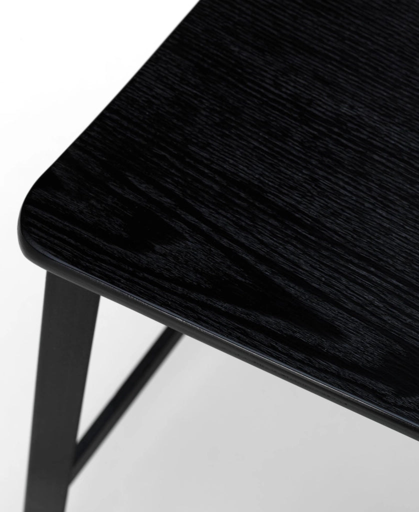 Sgabello Woody in Legno e Metallo Nero - Design Minimalista Ispirato allo Stile School per Arredo Interno Moderno - Prodotto Nero