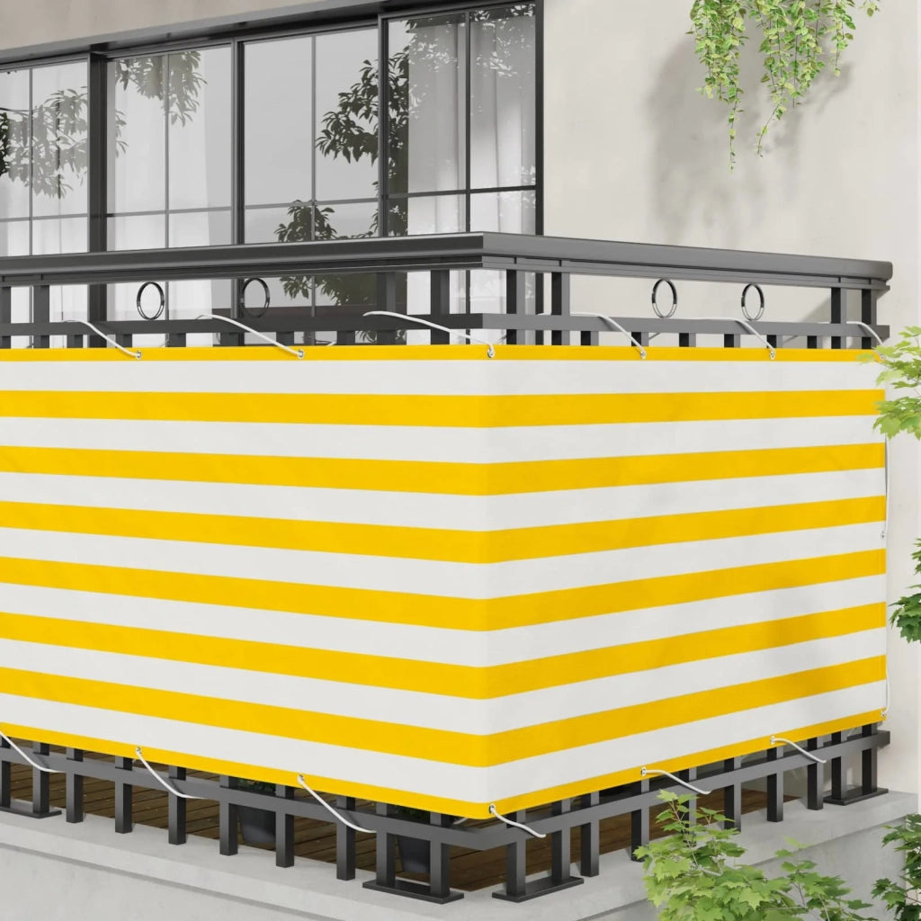 Schermo da balcone-Pannello per balcone Giallo e Bianco 100 x 400 cm Tessuto Oxford
