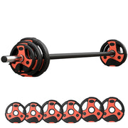 Set Bilanciere e Dischi da 20kg ¨C zephmum ¨C Nero e Rosso, Impugnatura PU Antiscivolo, ?17x140 cm