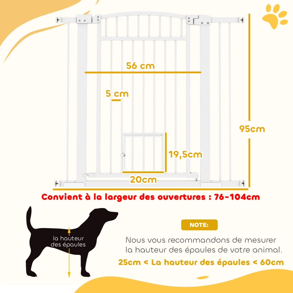 Cancelletto di Sicurezza per Cani ¨C Xylo ¨C Doppio Blocco Montaggio a Pressione 76-104 cm Bianco