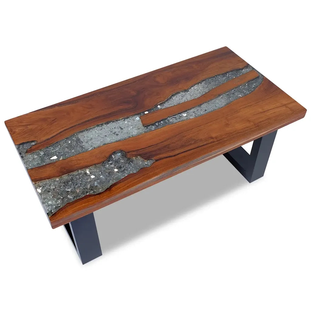 Tavolino da salotto | Tavolino da caff¨¨ | Tavolino da Soggiorno in Legno di Teak e Resina 100x50 cm