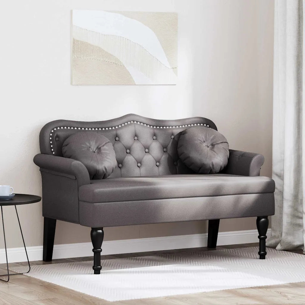 Panca Chesterfield-Sgabello-Divano Grigio 120,5 x 65 x 75 cm Pelle Sintetica