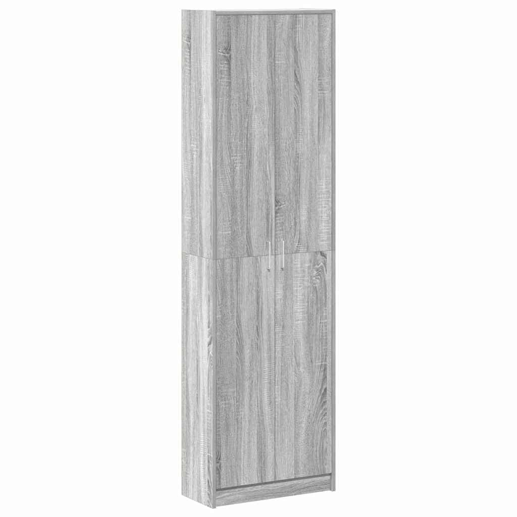Mobile contenitore moderno 55 x 25 x 189 cm con 5 ripiani design elegante legno ingegnerizzato grigio Sonoma 02_0055920