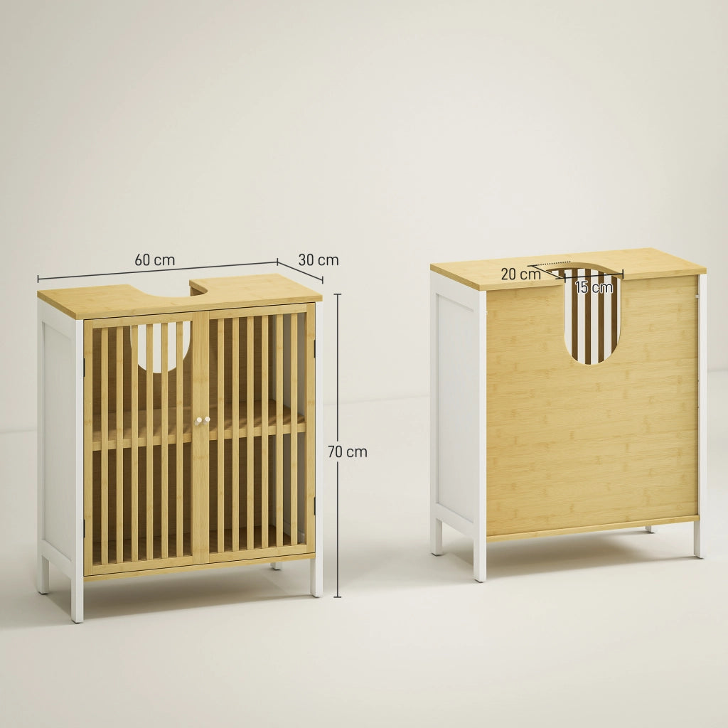Mobile sottolavabo con ante e ripiano regolabile ¨C Xylo ¨C Bamb¨´ e MDF 60x30x70 cm