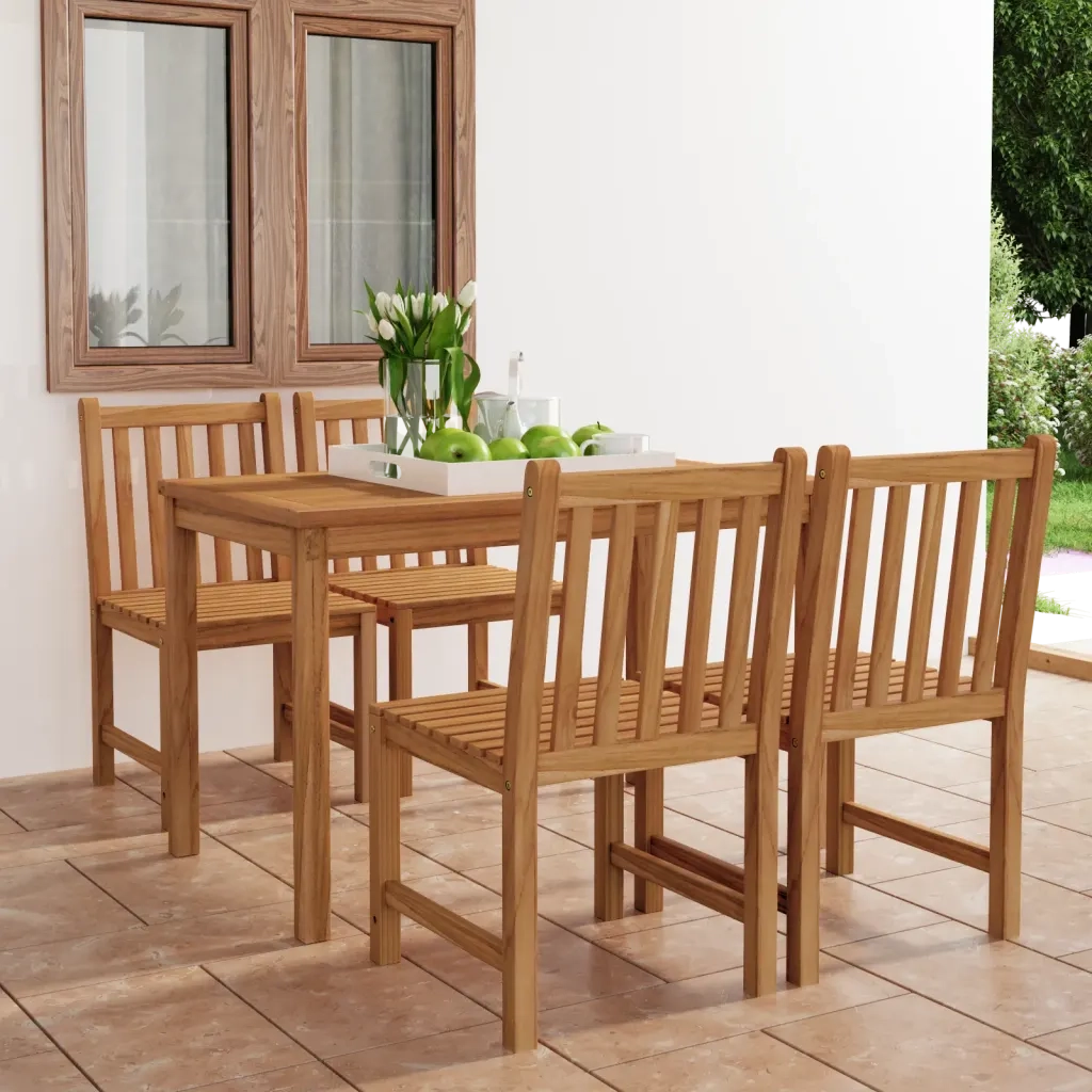 Set da pranzo da giardino 5 pz 120x70 cm in legno massello di teak