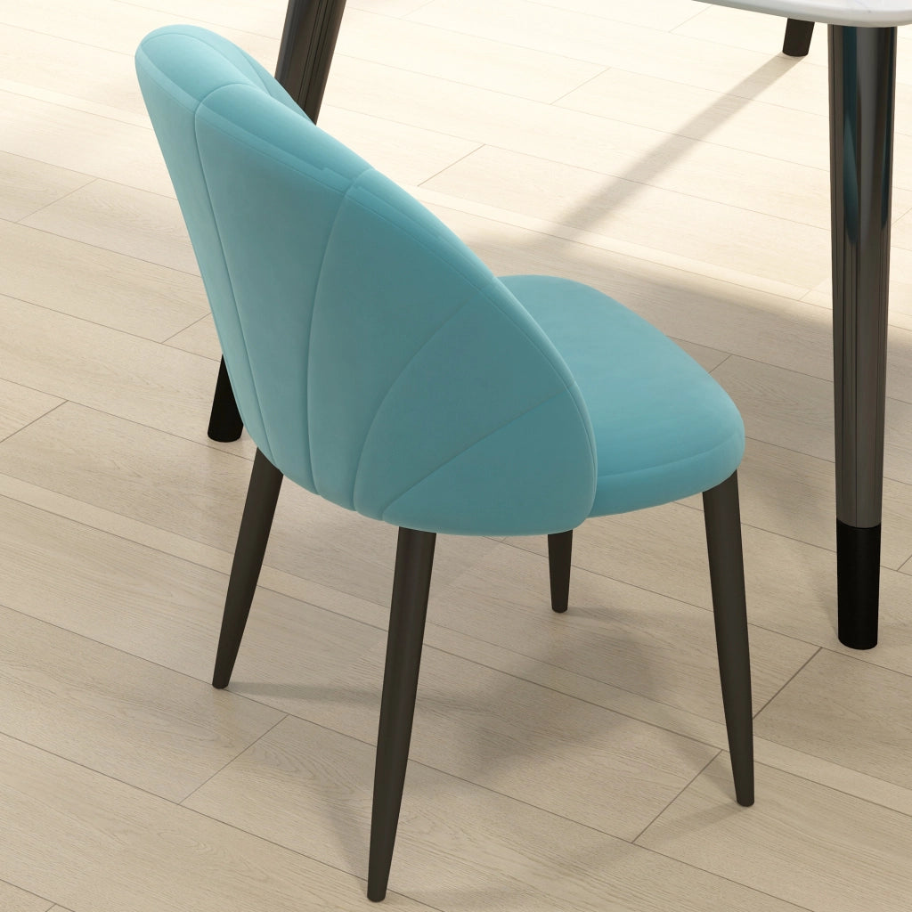 Set 2 Sedie da Pranzo Imbottite ¨C Xylo ¨C Metallo Tessuto Effetto Velluto Verde Chiaro 52x54x79cm