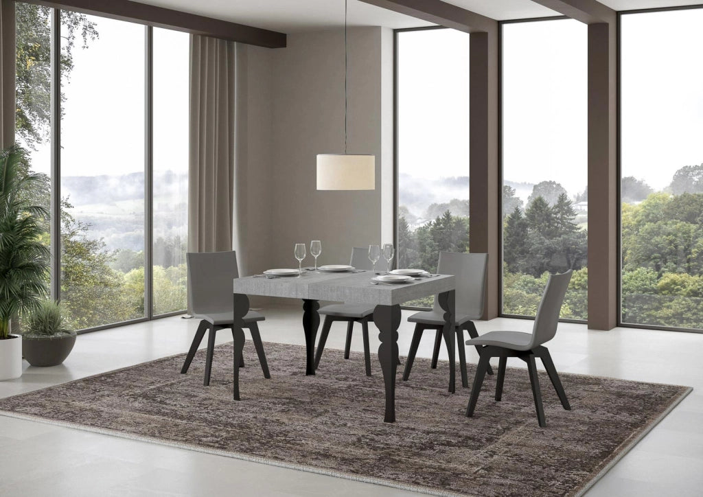 Tavolo allungabile 80x120/204 cm Paxor Cemento telaio Antracite