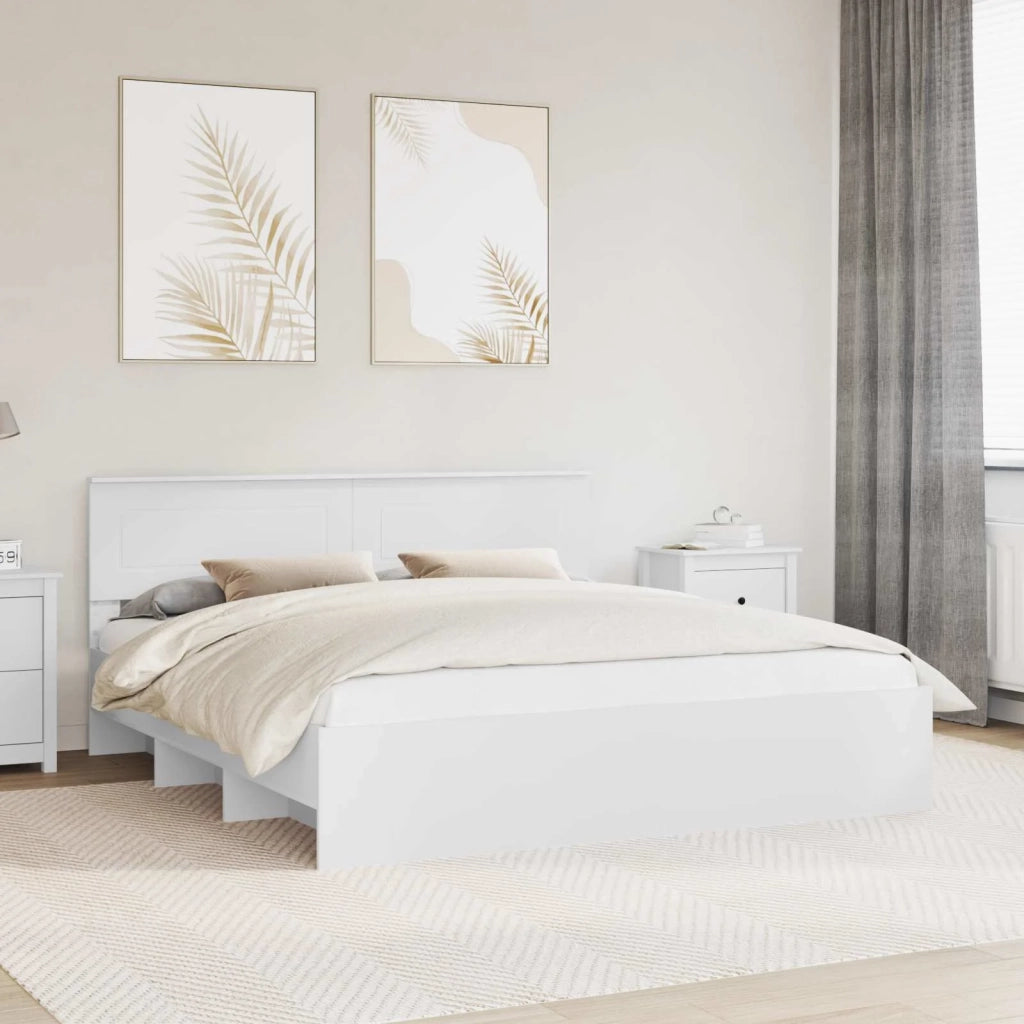 Struttura del letto-Giroletto-Rete del Letto Bianco 200 x 200 cm Legno multistrato 384219