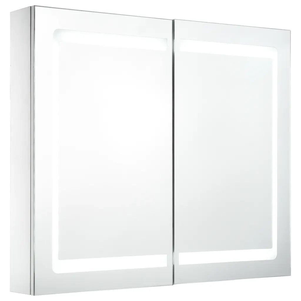 Armadietto Bagno con Specchio e LED 80x12,2x68 cm 285123