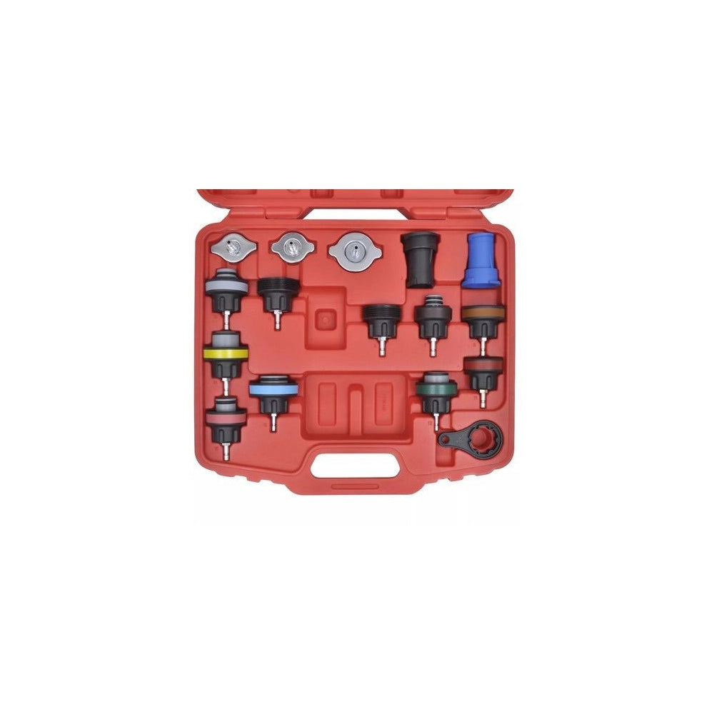 Trade Shop - Kit Tester Di Pressione Prova Radiatore Test Professionale Universale 18 Pezzi -