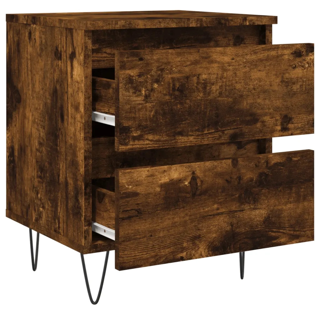 Comodini 2pz Rovere Fumo 40x35x50 cm in Legno Multistrato 826887