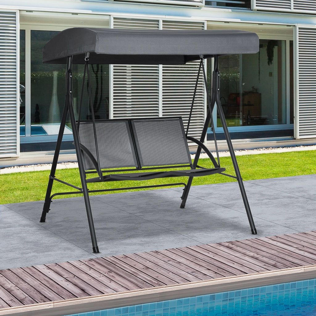 Dondolo da Giardino 2 Posti con Tettuccio ¨C Xylo ¨C Grigio 140x118x162cm