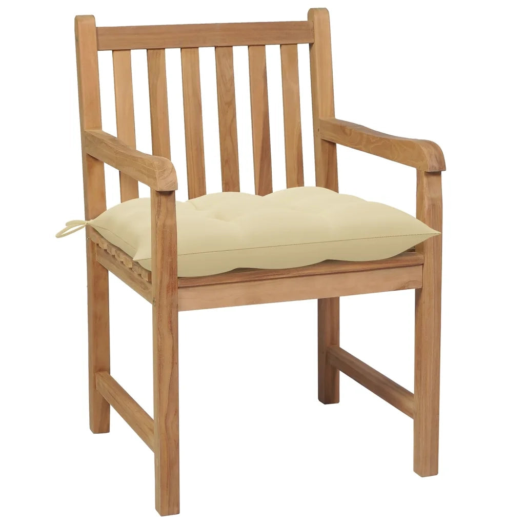 Sedie da Giardino 6 pz e Cuscini Bianco Crema Massello di Teak 3073048