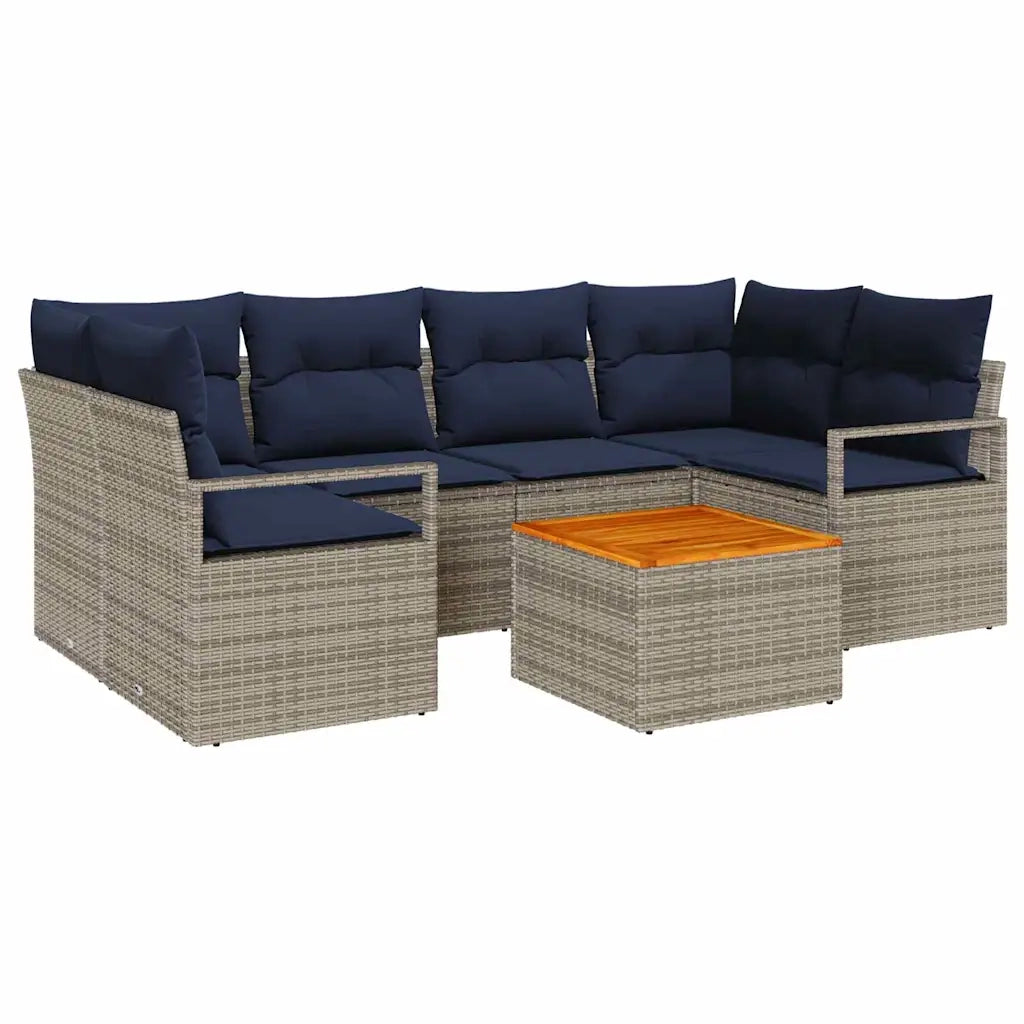 Set Divano da Giardino con cuscino 7 pcs Grigio polyrattan 3347661