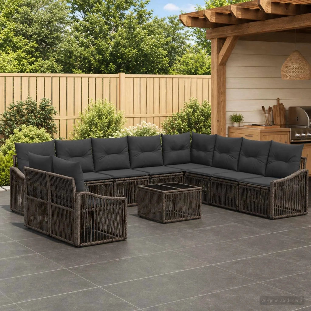 Set Divano da Giardino 11 pz Grigio polyrattan 3436055