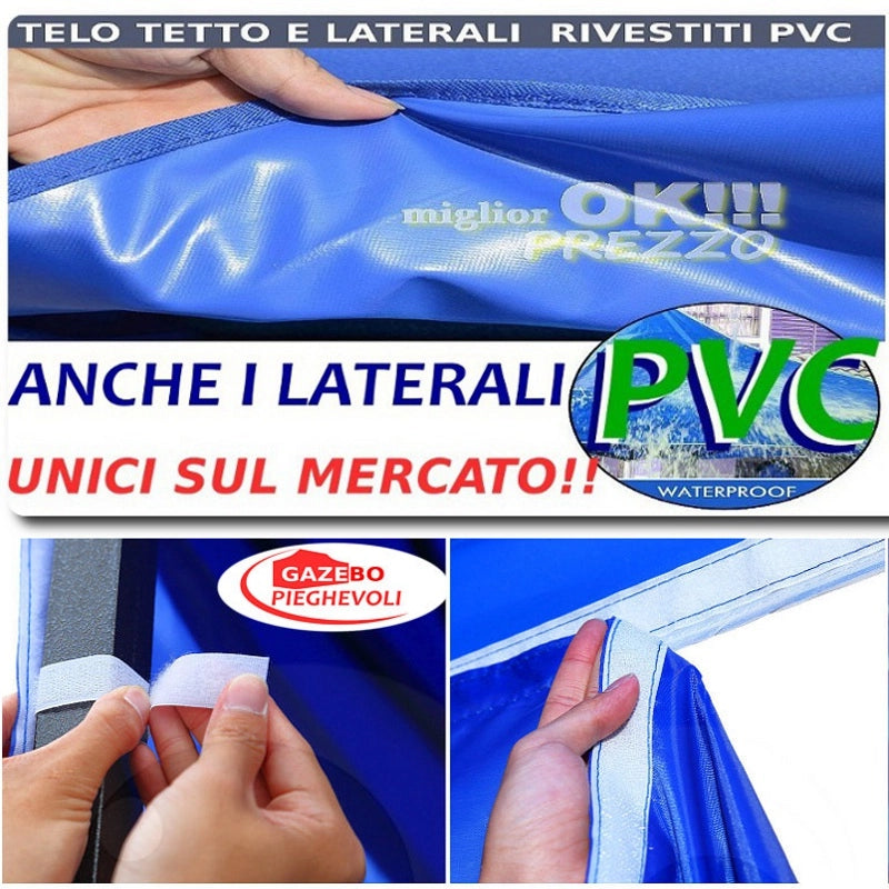 Gazebo 3x6 m giallo pieghevole portatile estendibile richiudibile estensibile acciaio SENZA laterali per fiere eventi stand chiosco tenda tendone mercato mercatino
