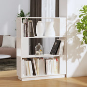 Libreria Divisorio-Scaffale per Libri-Mobile di Stoccaggio Bianco 80x25x101 cm Legno Massello di Pino