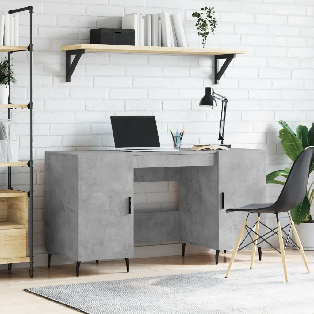 Scrivania | Tavolo da Ufficio Grigio Cemento 140x50x75 cm in Legno Multistrato