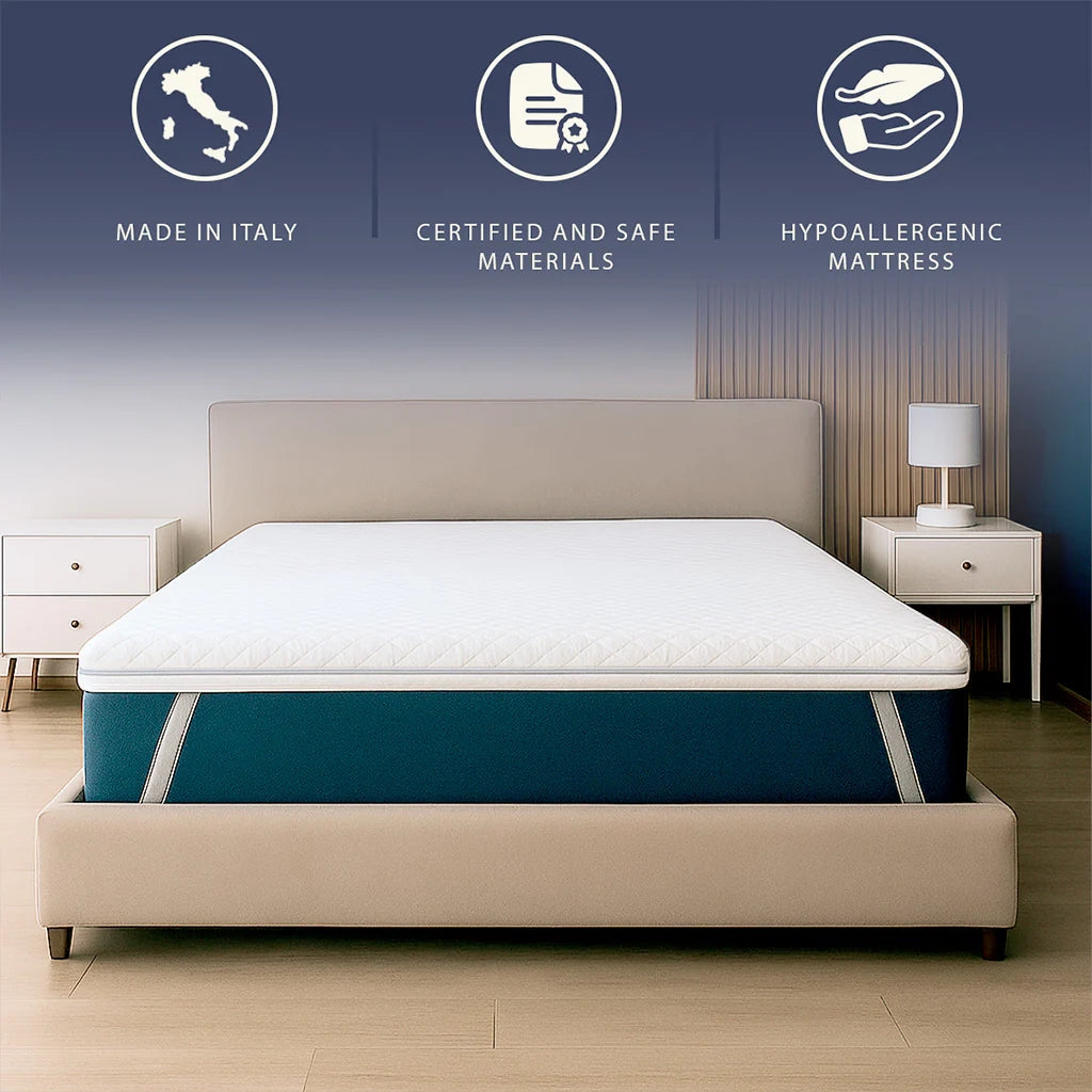 Topper 140x190 in Memory Foam a 9 Zone Differenziate | Alto 5 cm | Rivestimento Sfoderabile in Tessuto Pure Anallergico | Made in Italy