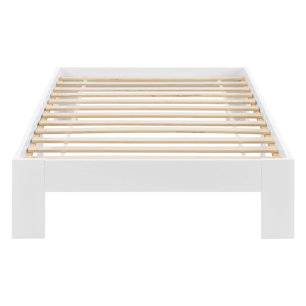 Letto in Legno di Pino con Materasso a Schiuma Fredda 90 x 200 cm Letto Singolo in Design Minimal - Bianco