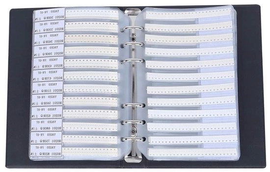 Libretto di Esempi di Resistenze Valore 0201 Serie 170 - Libretto di Weerstanden - Assortimento di Componenti Elettronici - Organizzatore Portatile Nero