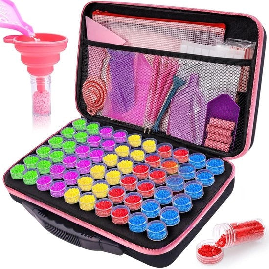 Accessori per pittura a diamanti - Scatola di conservazione 60 celle - Scatola EVA portatile - Piattaforma di raccolta - Penna Quick Point - Spille per pittura a diamanti