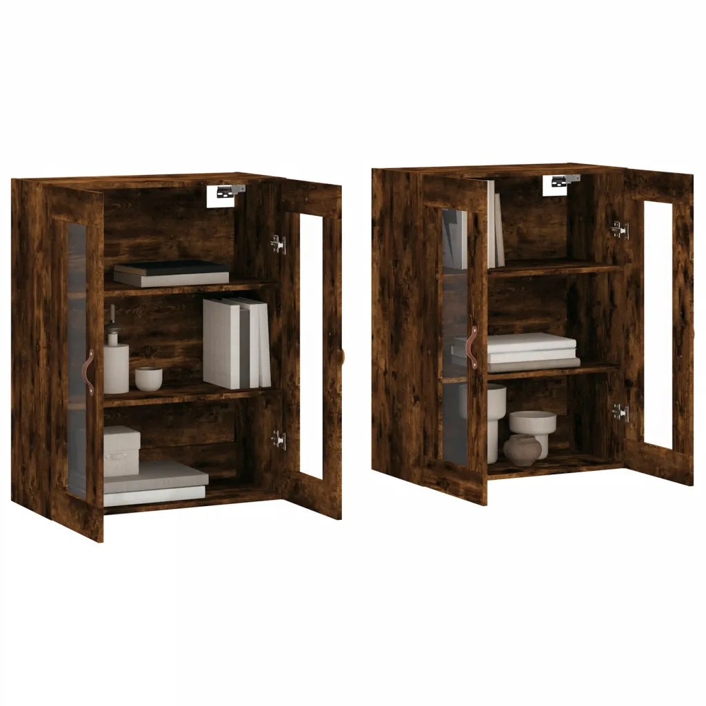 Armadietti a Parete 2 pz Rovere Fumo in Legno Multistrato 3197918