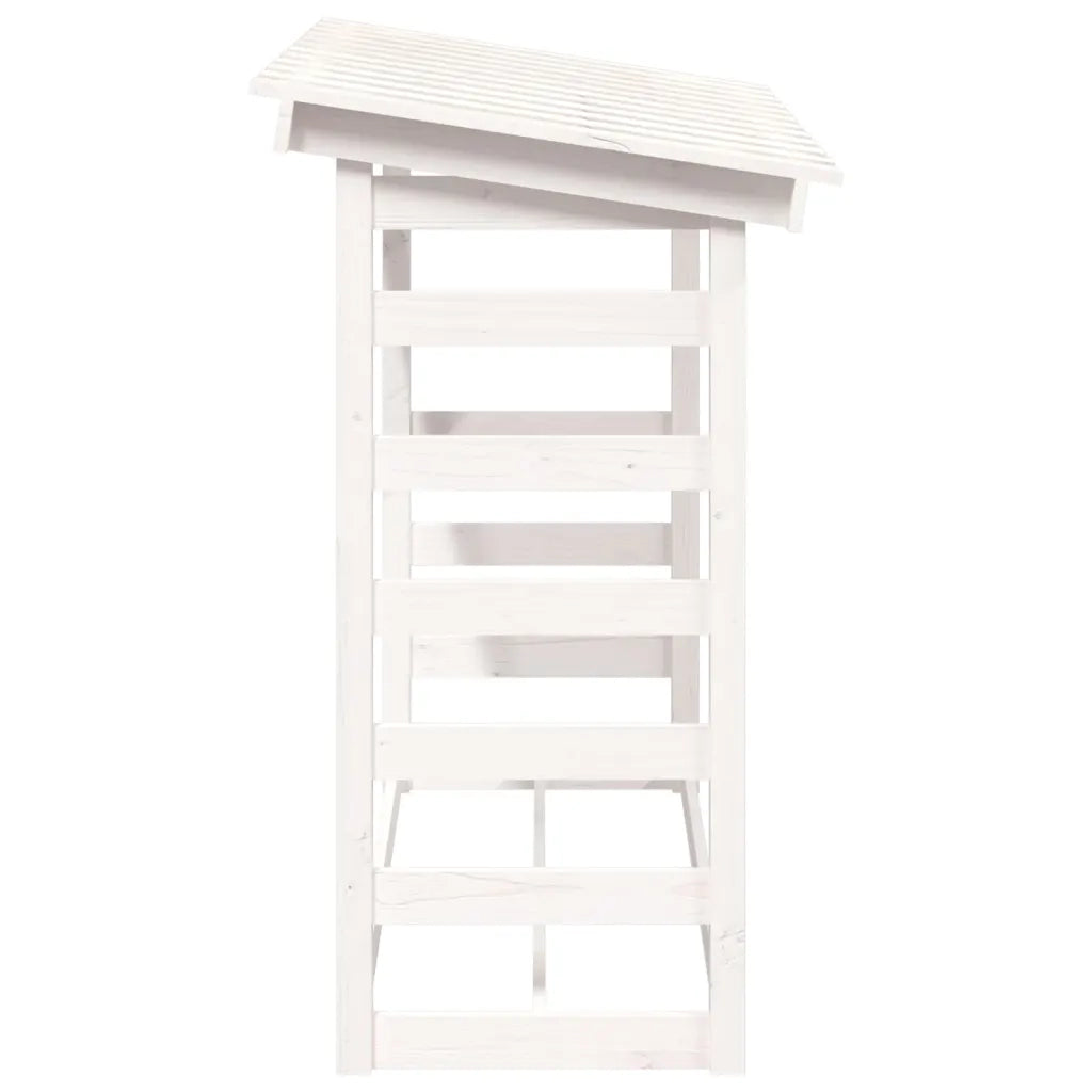 Portalegna Bianco 108x64,5x110 cm in Legno Massello di Pino 822438