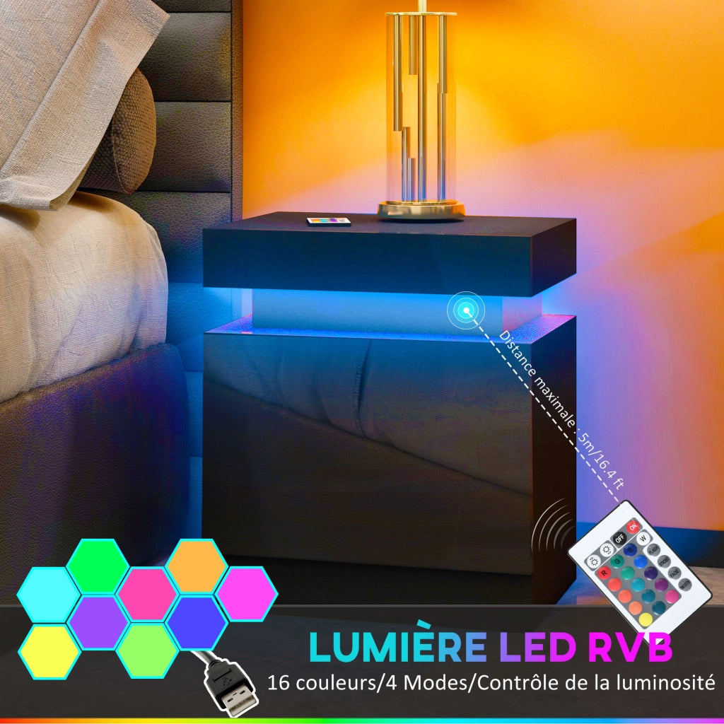Comodino con luce LED RGB ¨C zephmum ¨C nero