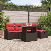 Set Divano da Giardino con cuscino 6 pcs Marrone Poly Rattan 3361083