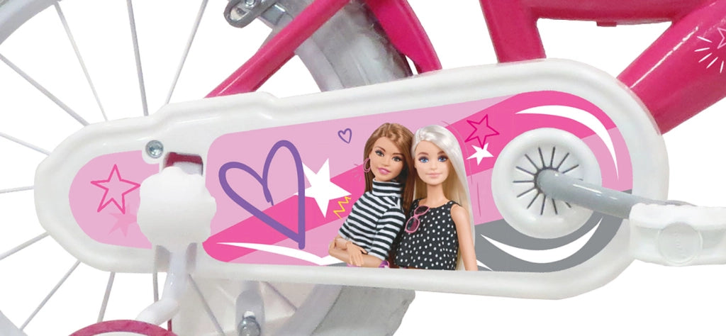 Bicicletta per Bambine 14" Barbie Freni Caliper e Stabilizzatori in Acciaio Hi-Ten Rosa