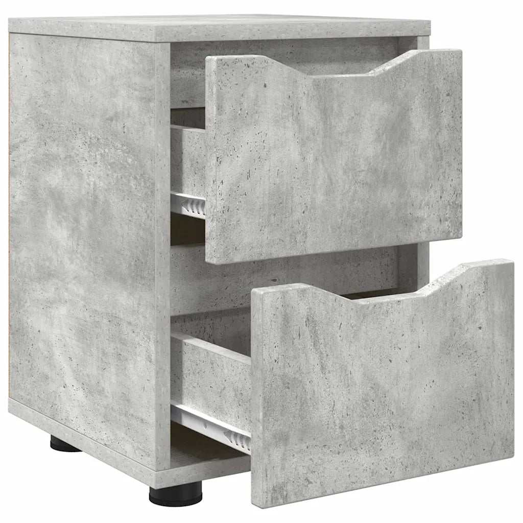 Comodino | Armadio da Notte | Mobiletto da notte Grigio cemento 30,5 x 30 x 43 cm Legno multistrato