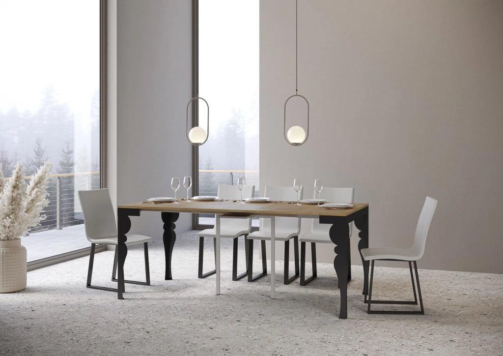 Consolle allungabile 90x40/196 cm Paxor Small Evolution Quercia Natura telaio Antracite