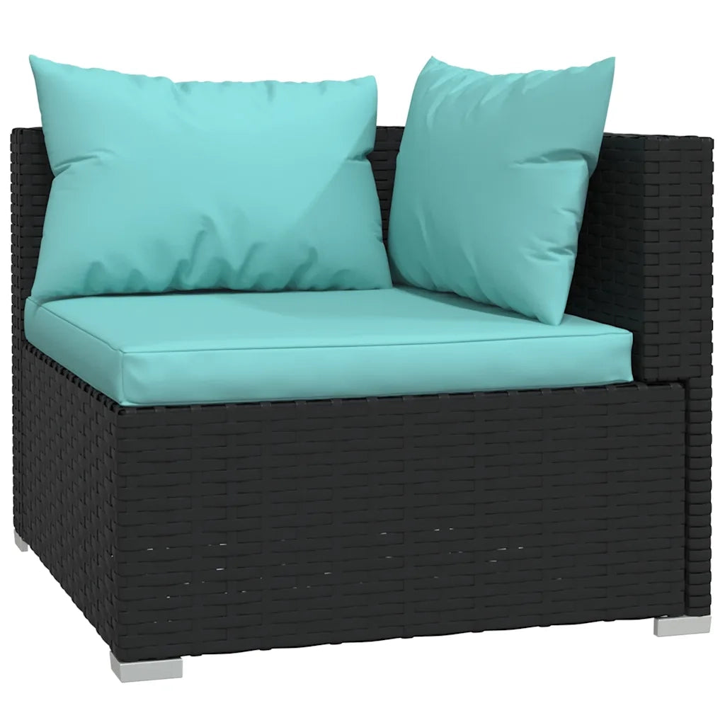 Set Divani da Giardino 4 pz con Cuscini in Polyrattan Nero 3101673
