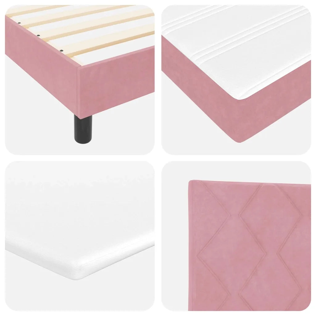Letto a molle con testiera Rosa 140 x 200 cm Velluto 3340447