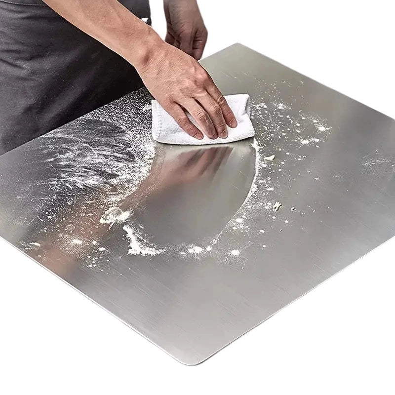 Spianatoia Tagliere in Acciaio Inox 304 per Impastare, con Tappeto Antiscivolo Omaggio 60x48 cm