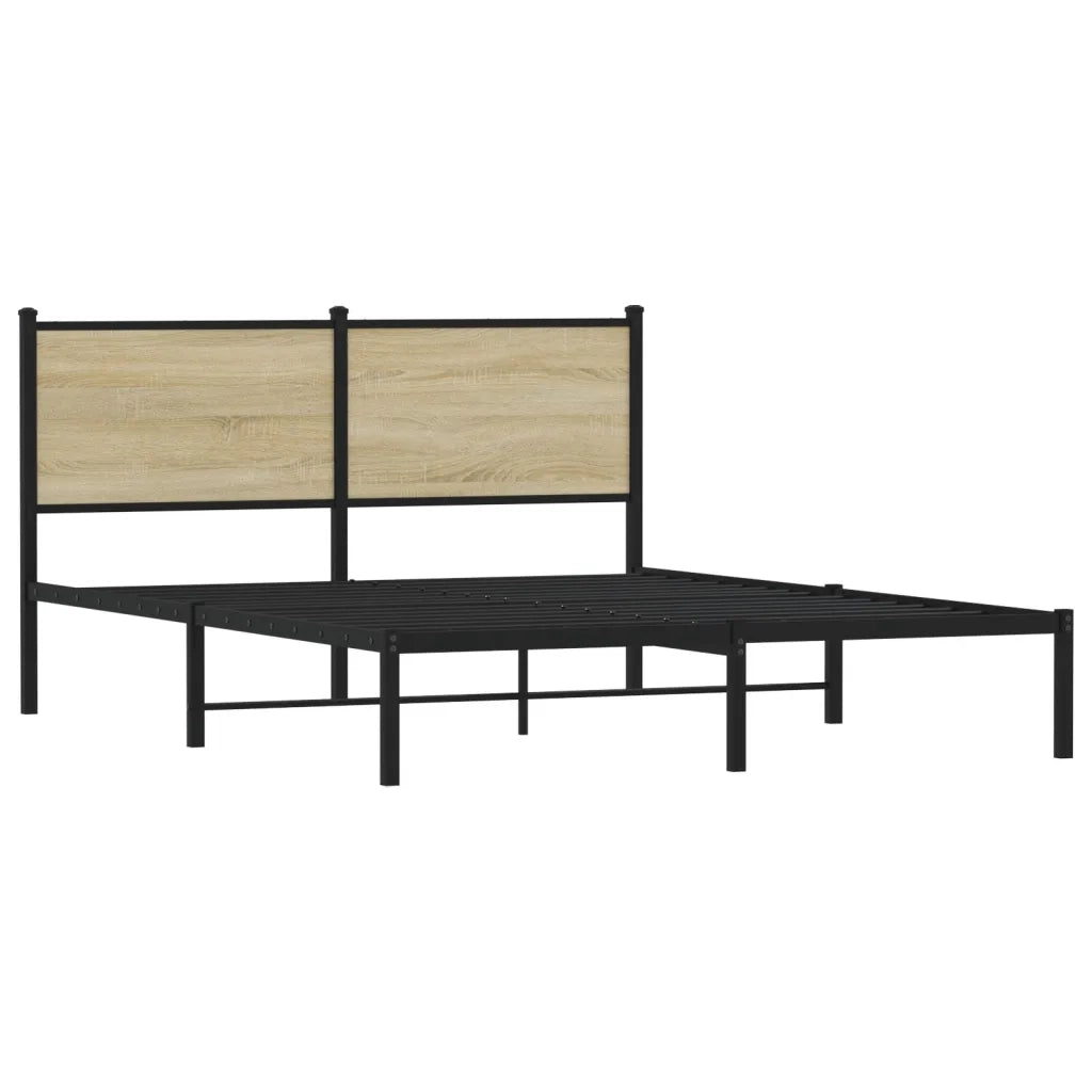 Letto matrimoniale | Letto per adulti | Giroletto senza Materaso in Metallo Rovere Sonoma 140x200 cm