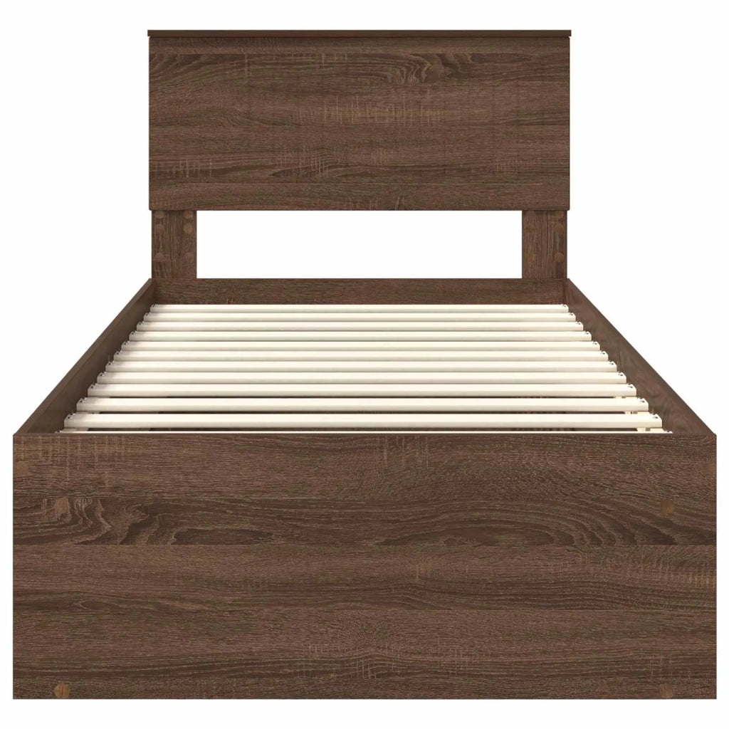 Struttura del letto-Giroletto Rovere Marrone 90 x 190 cm Pino massello 639186