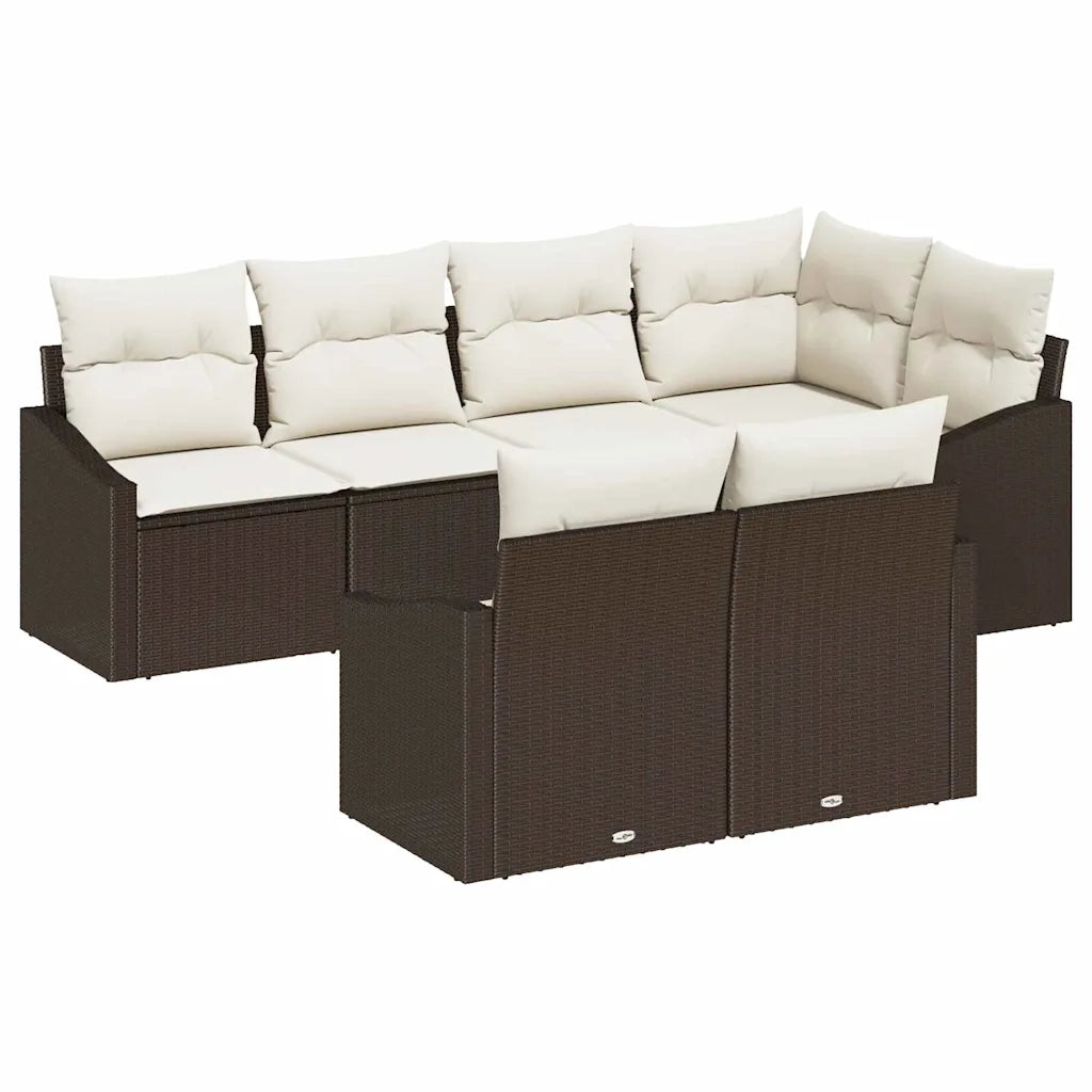 Set di divani con cuscino 7 pcs Marrone polyrattan 3346758